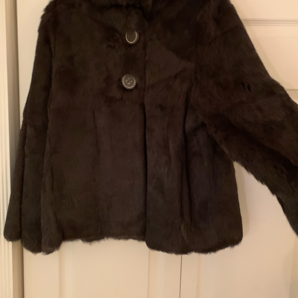 Rabbit fur jacket. Bell sleeves. Size 6.